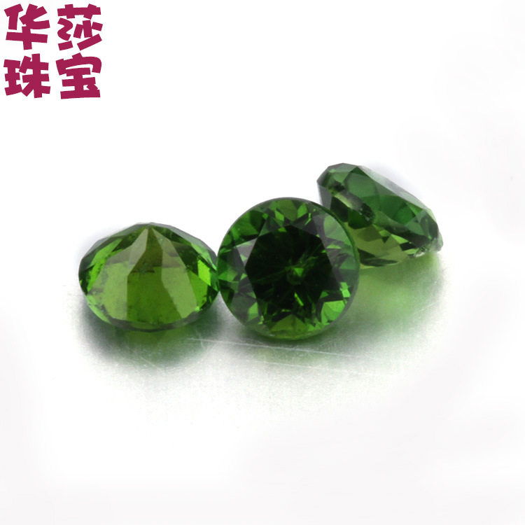 批发圆形天然透辉石裸石 小尺寸圆形绿色天然透辉石首饰碎石配石