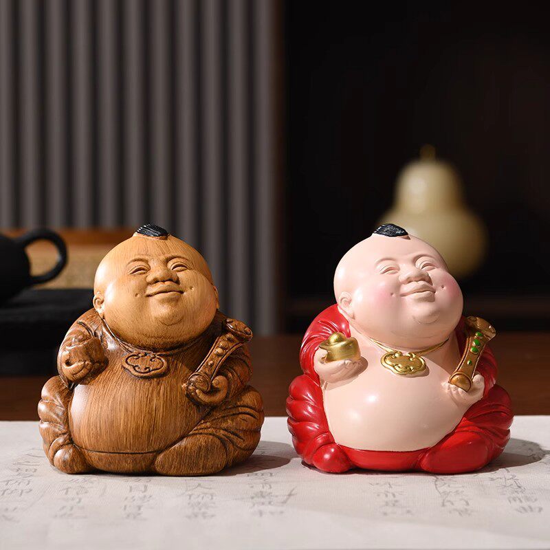 元宝如意小地主摆件新中式古风禅意茶室博古架书柜桌面装饰工艺品