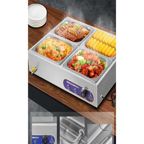 商用低浅型快餐保温台电加热控温不锈钢保温炉食堂自助打菜售卖台