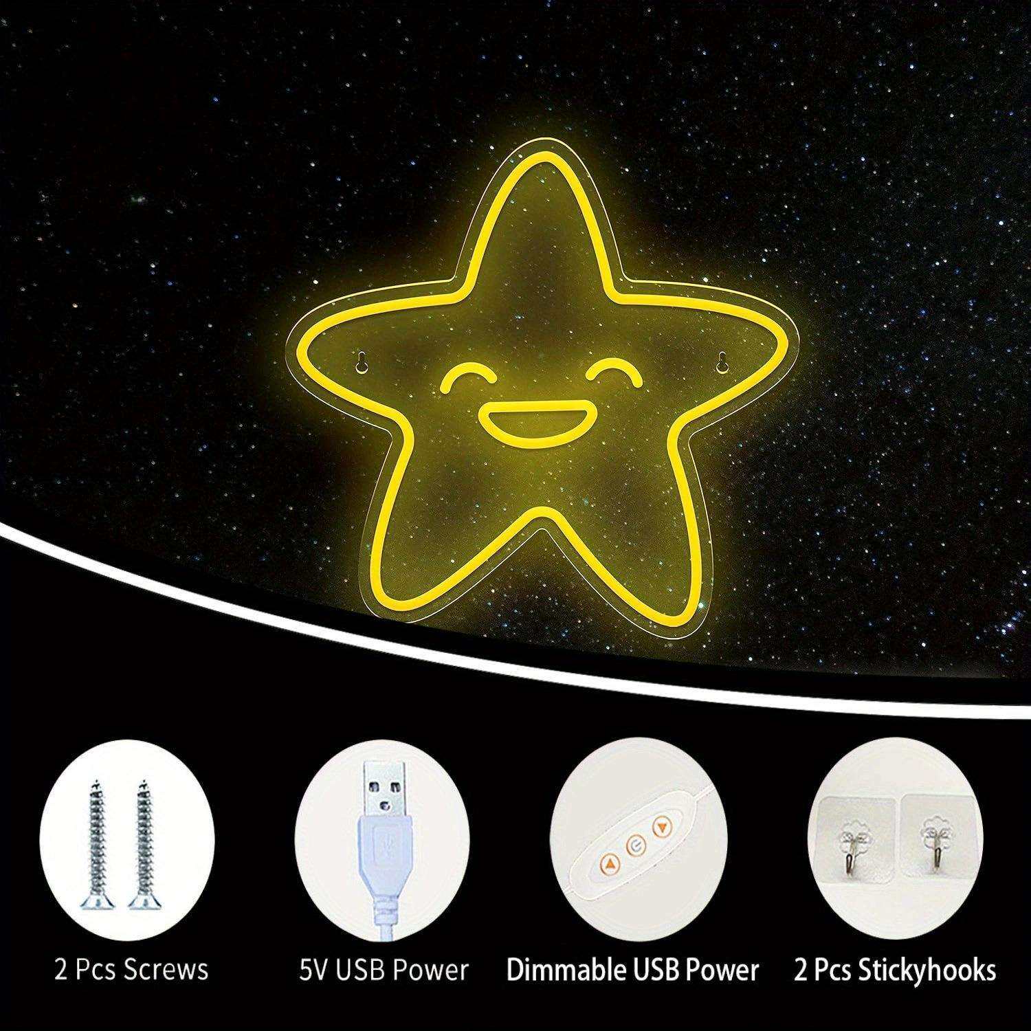 工厂直供led装饰亚克力星星发光氛围灯节日聚会创意彩灯霓虹灯
