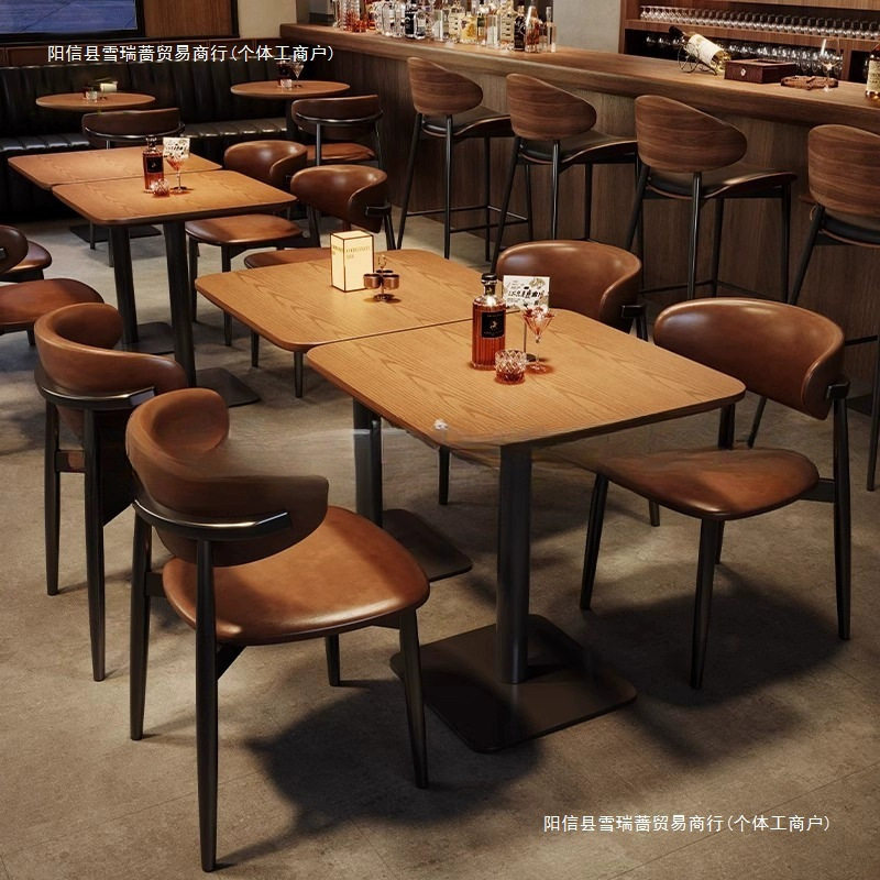 复古咖啡厅桌椅组合实木烘焙蛋糕店椅子酒馆民宿甜品奶茶店餐桌椅