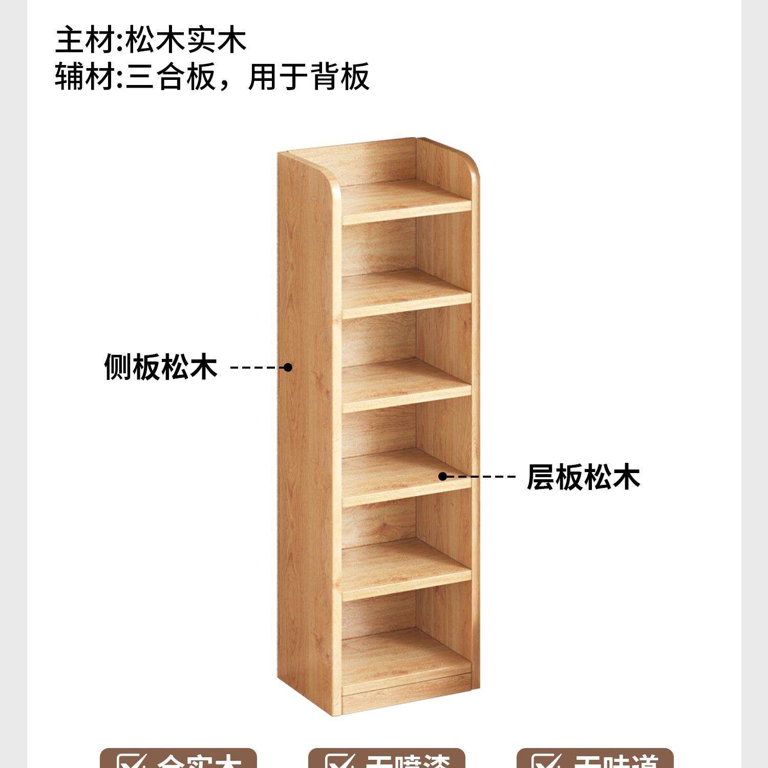 实木转角书架落地置物架一体靠墙储物柜飘窗收纳儿童学生简易书柜