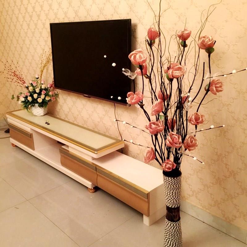 落地花束客厅装饰摆设玫瑰花叶脉干花枝室内假花套装插花摆件