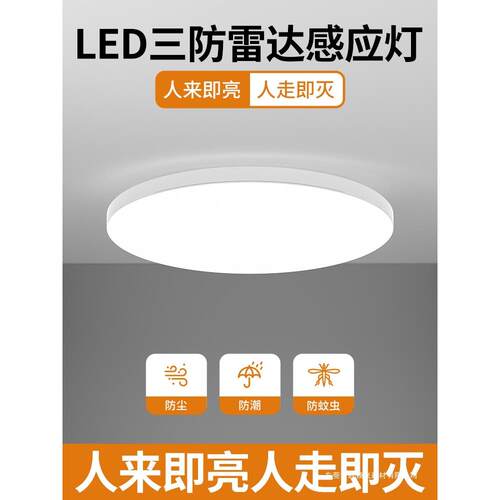 人体雷达感应灯感应吸顶灯人来即亮楼梯过道走廊灯红外智能声控灯
