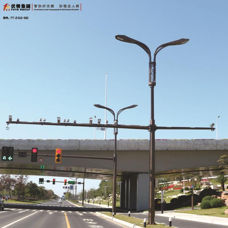 交通标志牌综合共杆路灯道路标识牌双臂交通红绿灯交通指示牌
