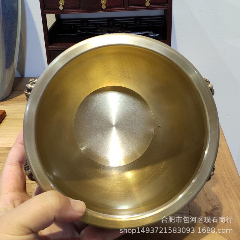 彩铜故宫双狮耳缸 聚财缸 招财摆件 4斤多铜缸 雅灰彩色调(现货)