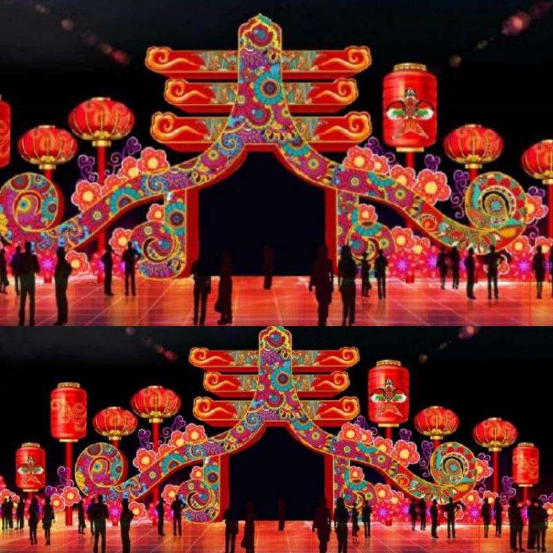 蛇年大型花灯彩灯防水春节元宵节灯会彩绘户外节日亮化中国结灯笼