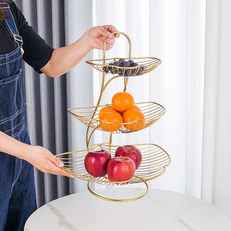 欧式水果盘客厅家用三层水果盘现代创意银杏水果架北欧创意果盘