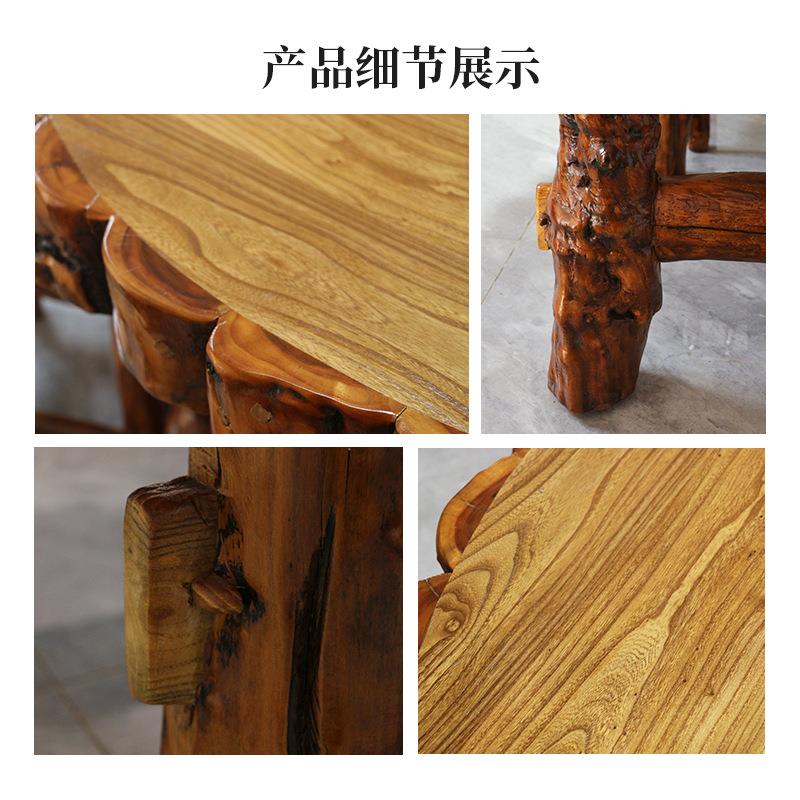 枣木圆桌桌椅组合商用榫卯防裂餐桌宴会厅茶楼家具套装实木全实木