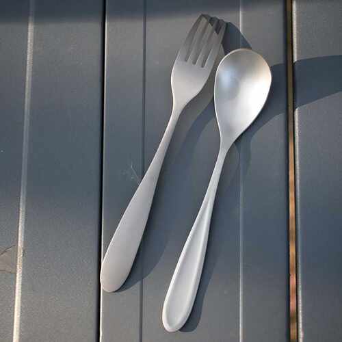 揽胜户外餐具钛餐具钛勺直柄纯钛叉钛轻量化Ta8118F喷砂款