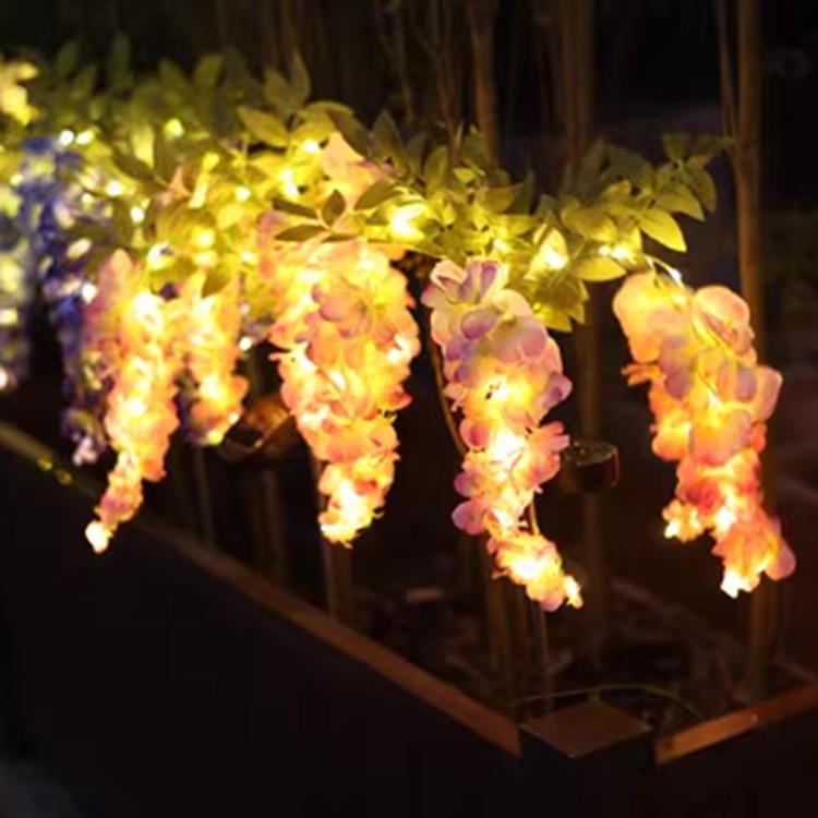 太阳能仿真紫藤花灯户外灯装饰庭院花园草坪灯阳台露台氛围灯