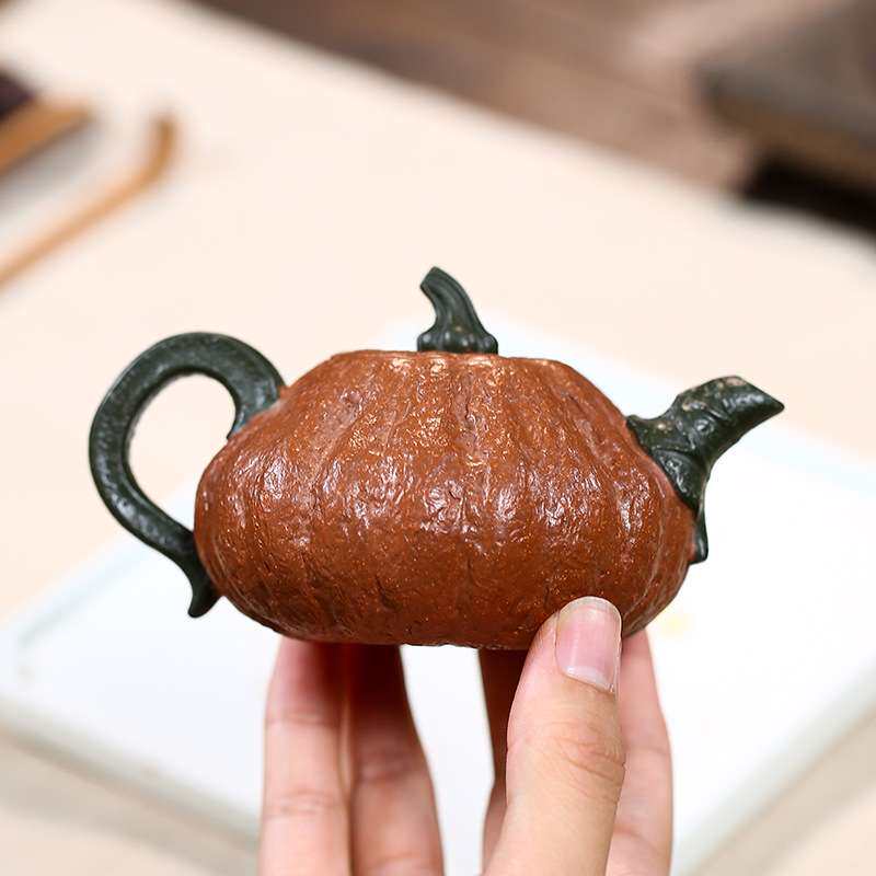 宜兴名家原矿降坡泥紫砂壶全手工双色南瓜茶壶水果蔬菜仿生器茶具