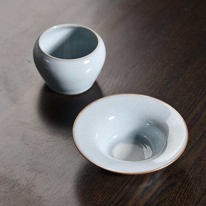 五大名窑陶瓷茶漏茶滤创意茶滤网带托过滤茶漏陶瓷茶具过滤器零配