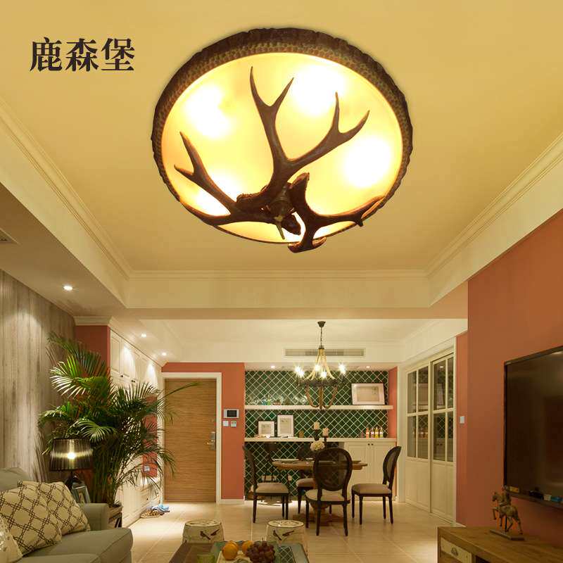 工业复古美式鹿角灯阳台卧室客厅吸顶灯装饰灯具厂家