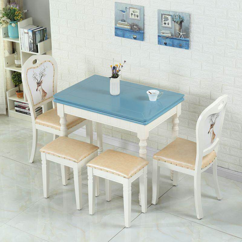 实木小户型折叠省空间简约餐桌椅组合家用地中海多功能田园饭桌