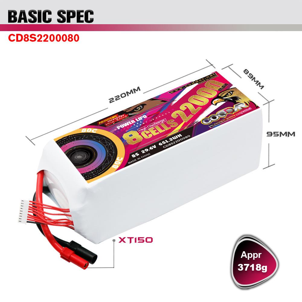 CODDAR鹰氪22000MAH 8S 29.6V 80C航模植保机10寸13寸穿越机锂电