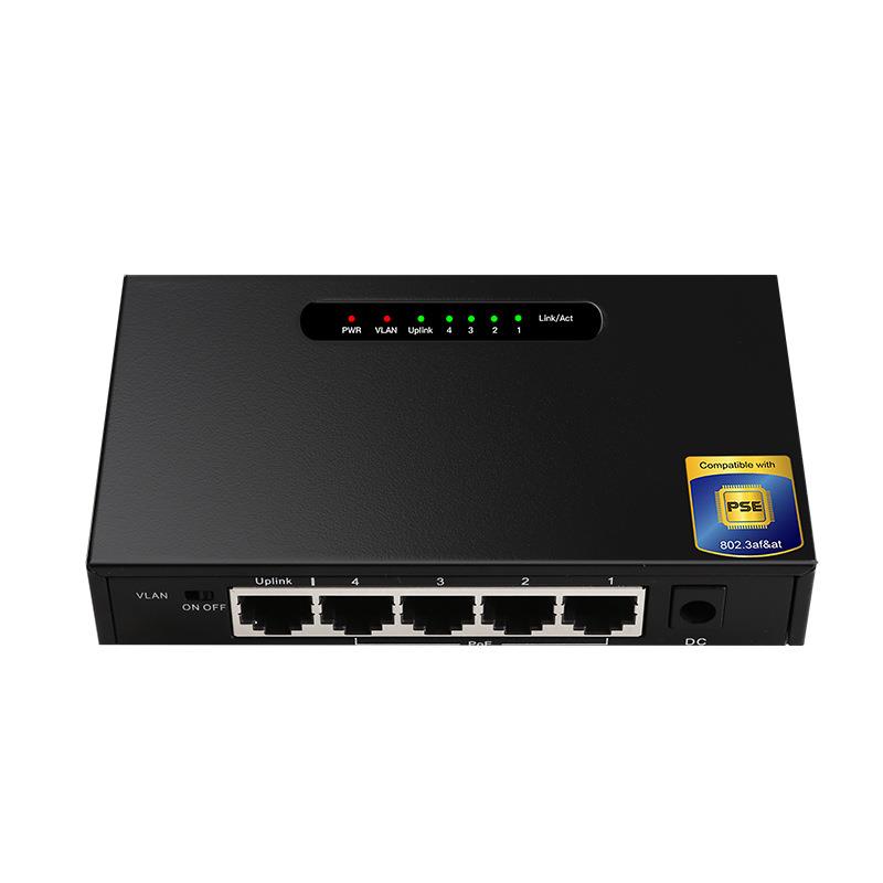 4口千兆POE+1口千兆上行非管理型交换机PSE电源认证分线器