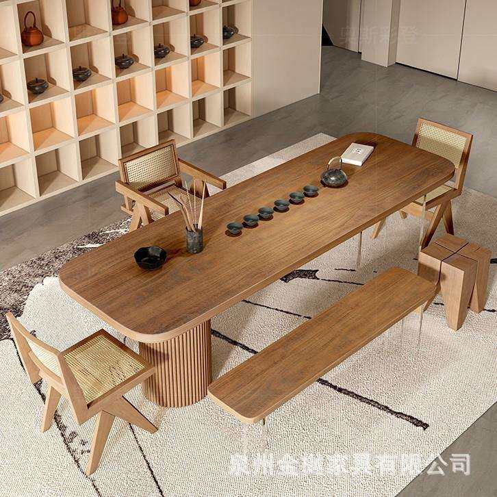 新中式泡茶桌亚克力茶桌椅组合酒店民宿大厅茶桌家具实木新中式