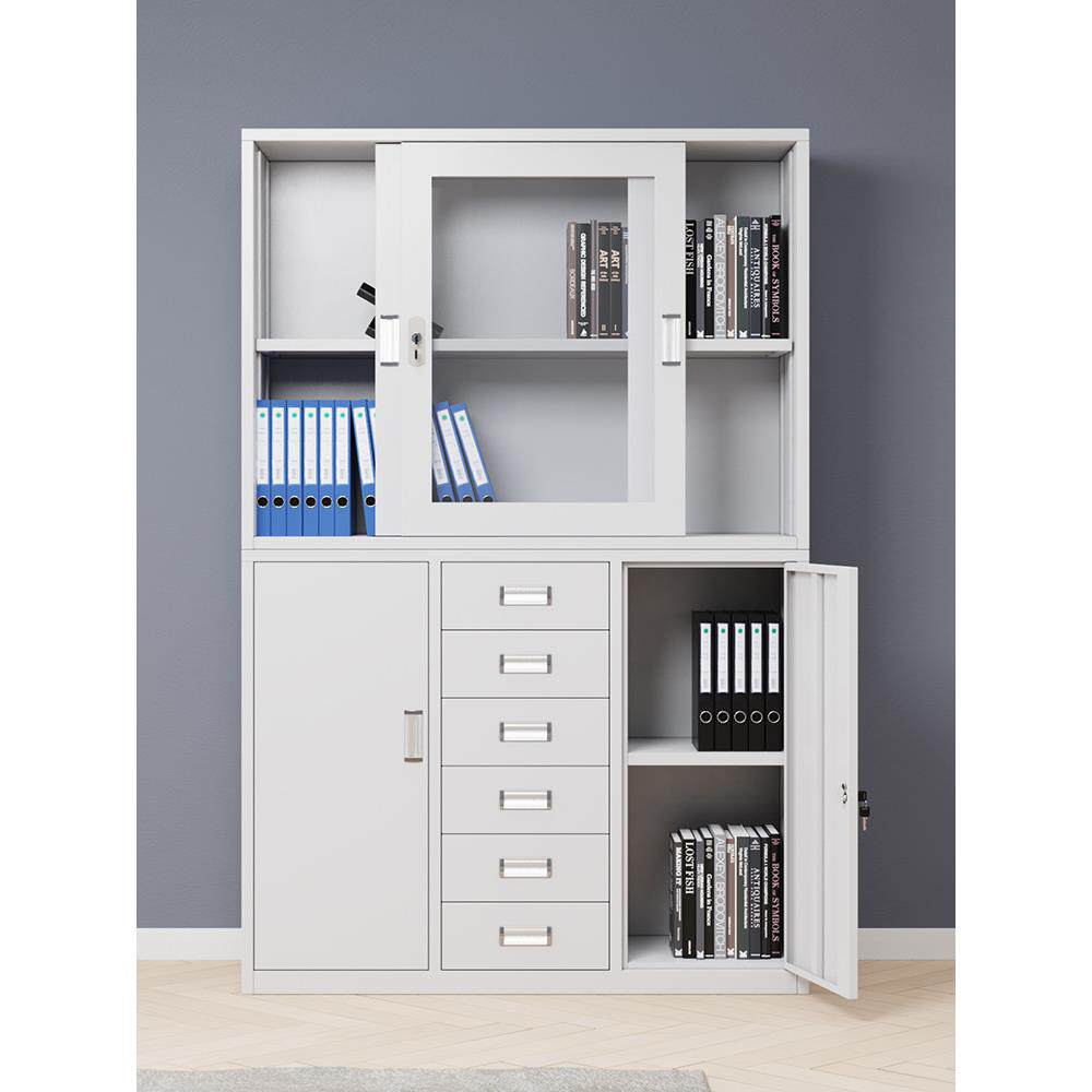 加厚文件柜子铁皮柜1180宽中六斗抽屉钢制资料柜a4办公室档案柜