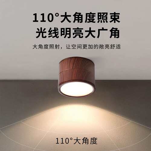 木纹色明装筒灯护眼客厅书房走廊吸顶无主灯入户玄关灯过道灯406L