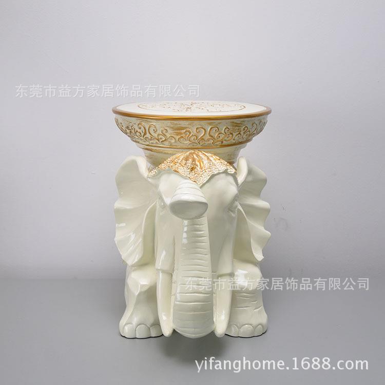 欧美家居风格 米白色圆形凳面米小号跪姿大象凳子 玄关实用摆设