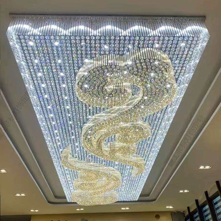 酒店大堂工程水晶灯宴会厅大气轻奢吊灯大型会议室豪华水晶吸顶灯