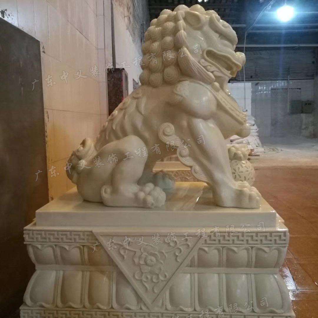 景区酒店公司门口传统瑞兽石狮子大型精雕动物石雕庭院工艺品摆件
