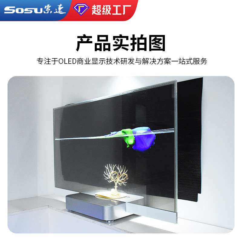 55寸oled透明屏电容触摸自发光展厅商用双面透明显示屏触摸广告机