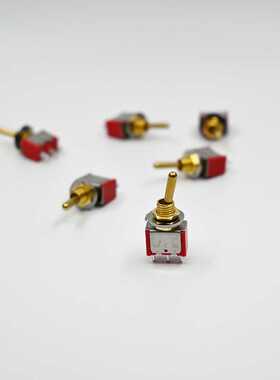 苏上SUCN复古金色钮子开关MTS102小拨杆2档3脚黄铜柄6mm孔
