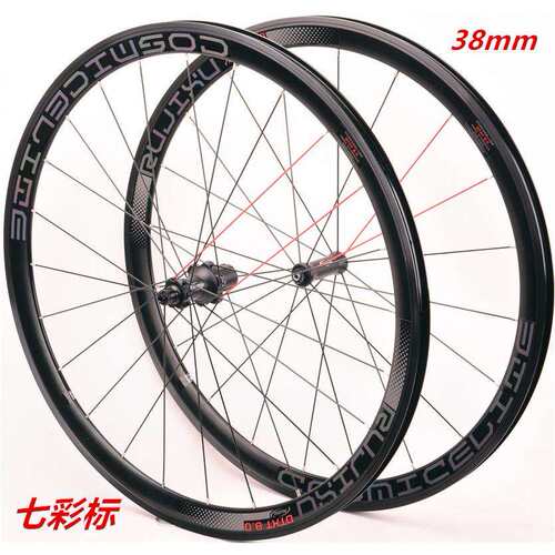 38mm框高超轻DTXT前二后四轴承公路自行车轮组反光标/七彩标