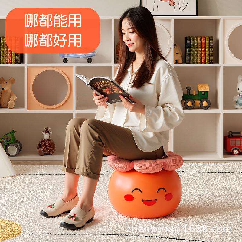 厂家直销婚庆创意客厅卧室储物儿童塑形仿真水果柿子收纳座墩