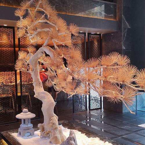 仿真迎客松室内外装饰造景仿真树绿植罗汉松假美人松大型落地