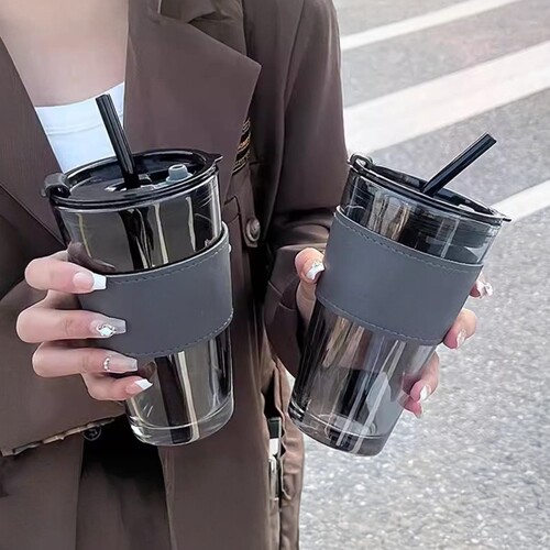高颜值玻璃吸管水杯竹节设计可