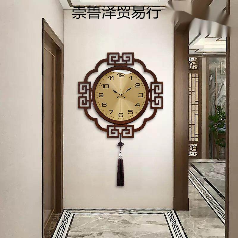 轻奢挂钟新中式万年历客厅家用时尚静音大气简约潮流钟表挂墙时钟