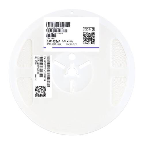 0603贴片电容 470nF(474)±10% 50V 材质：X7R 0603B474K500NT