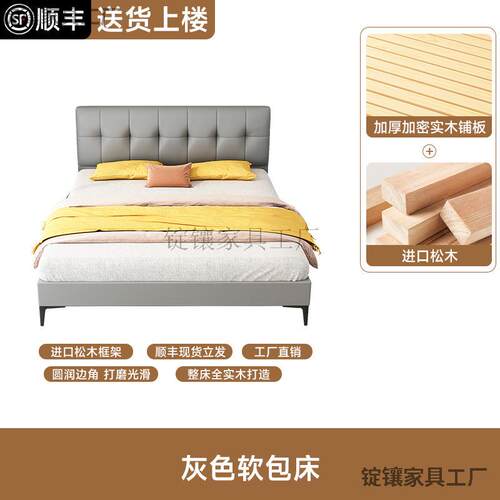 实木床家用1.5m双人床现代简约卧室大床出租房1米2经济型单人床架