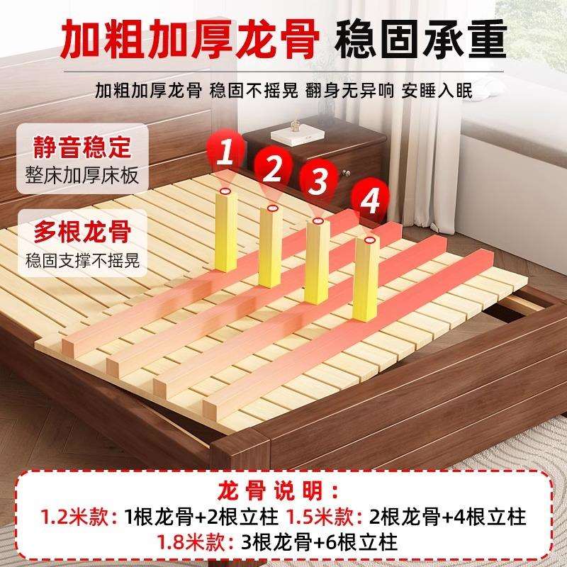 全实木床1米5双人床1米8储物家用经济型简约加厚1.2m出租房单人床图片