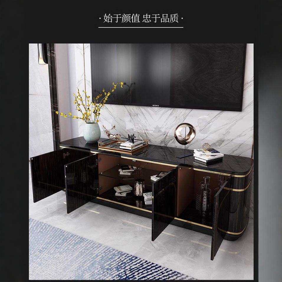 轻奢电视柜茶几组合后现代简约客厅高亮光钢琴烤漆意式电视柜地柜