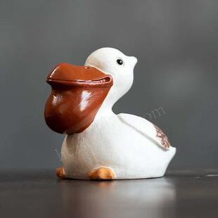 宜兴原矿紫砂茶宠鹈鹕摆件手工动物可养茶具配件茶桌茶玩醍醐灌顶