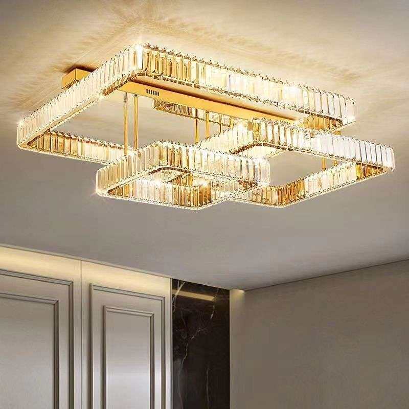 led吸顶水晶灯新款长方形客厅灯现代轻奢卧室灯房间灯奢华餐厅灯