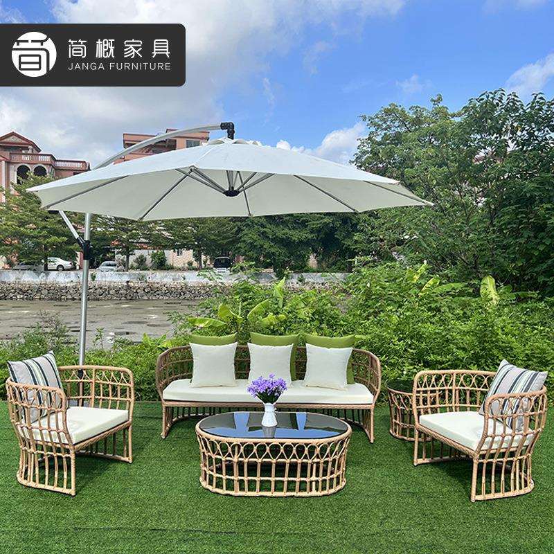 东南亚户外家具庭院民宿别墅度假村藤竹沙发室外防水防晒藤椅茶几