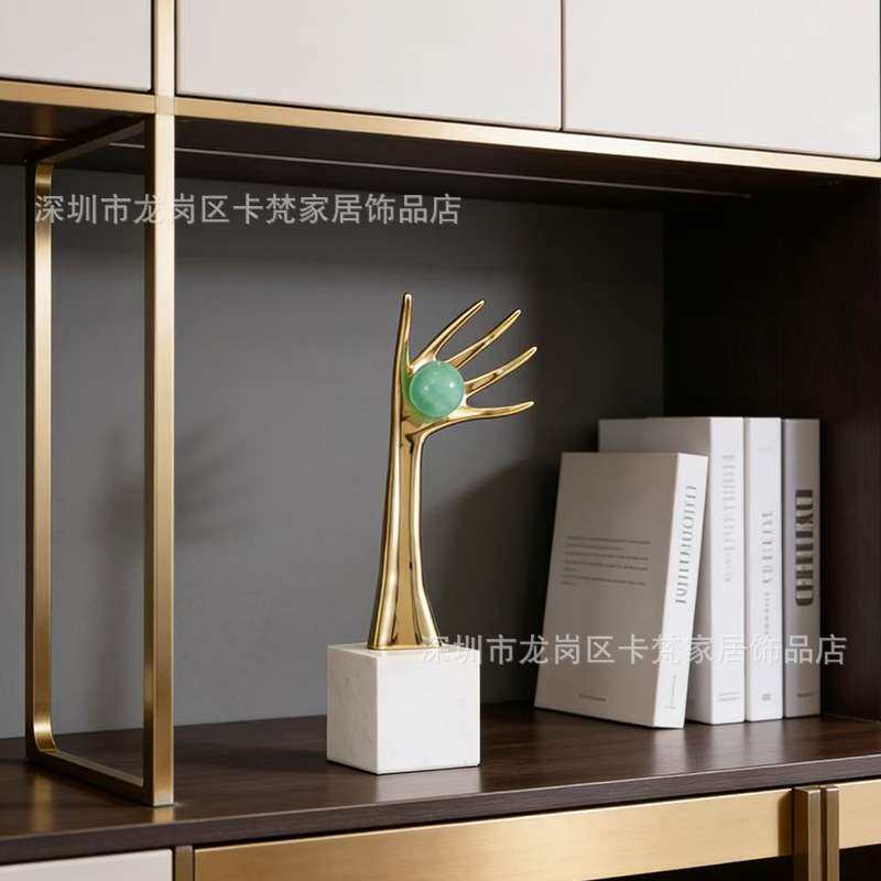 现代简约创意铜手势摆件客厅玄关电视柜酒柜书柜装饰品个性摆设