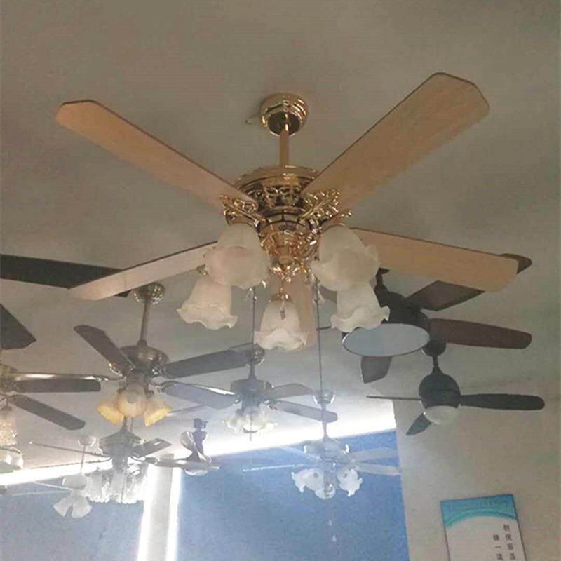 欧式风扇灯吊扇灯餐厅客厅简约静音北欧白色电扇灯家用带风扇吊灯