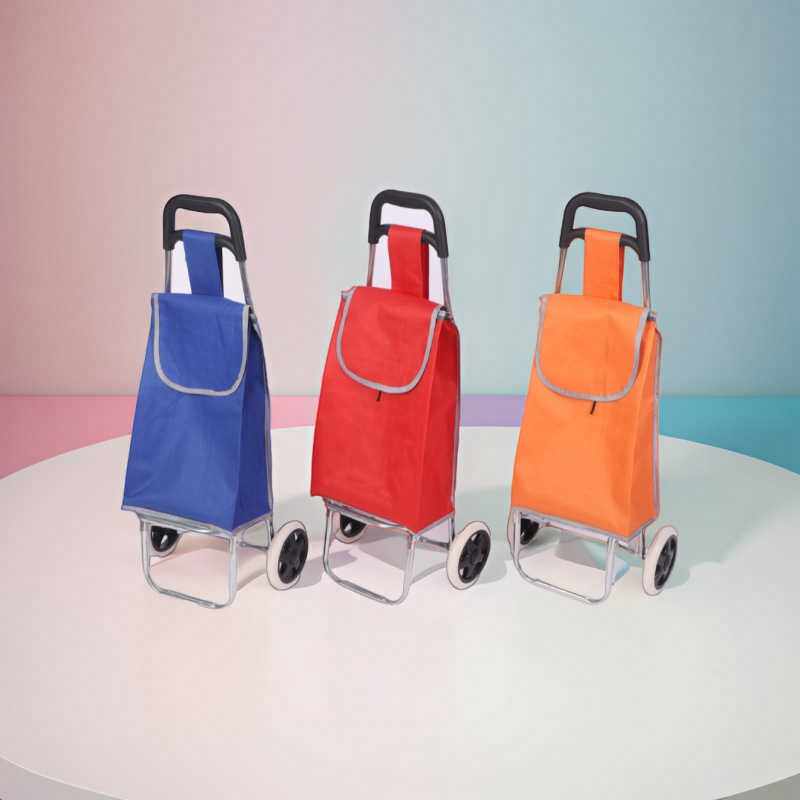 直销超市广告购物车两轮折叠小拉车礼品促销印制LOGO拉杆车无