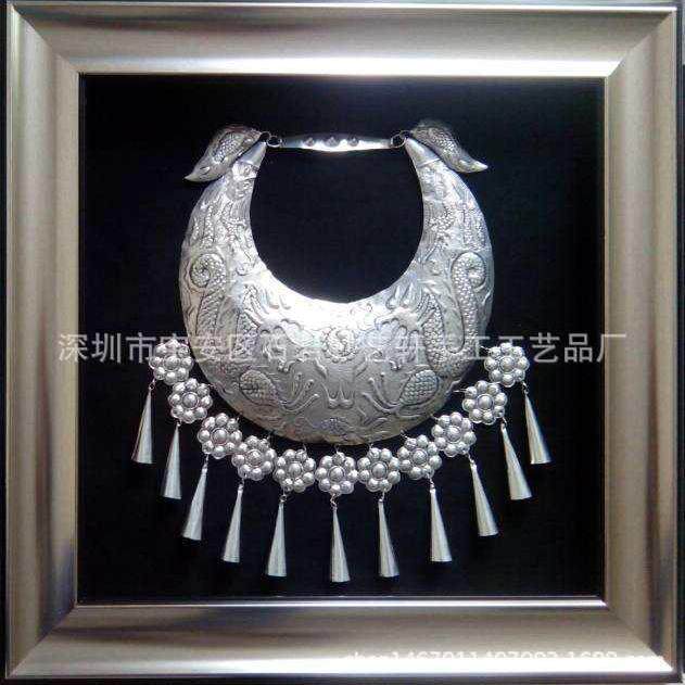 客厅现代中式装饰画立体浮雕壁画抽象苗银画简约大气玄关餐厅挂画