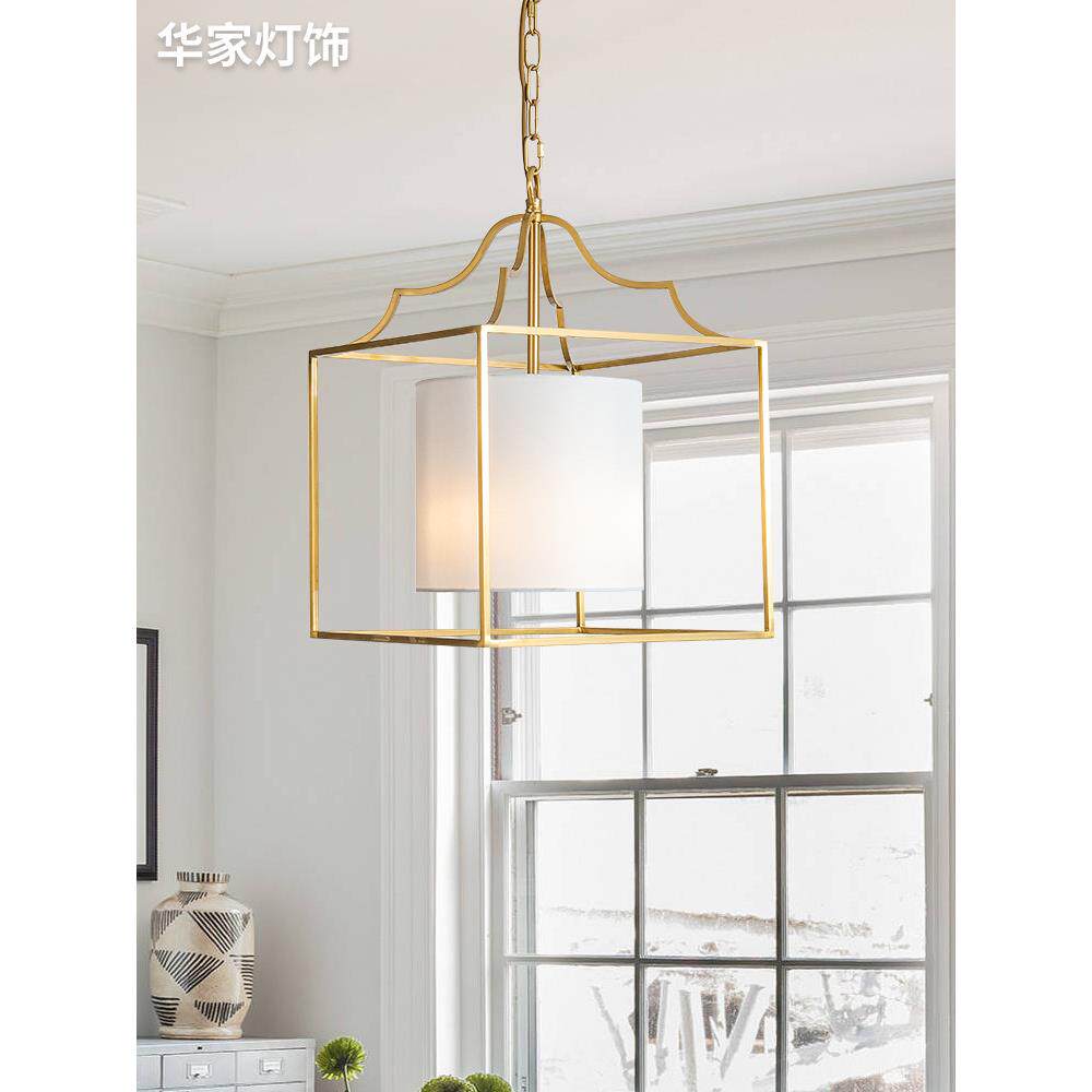 美式乡村吊灯餐厅灯复古正方形书房卧室个性创意阳台玄关门厅灯具
