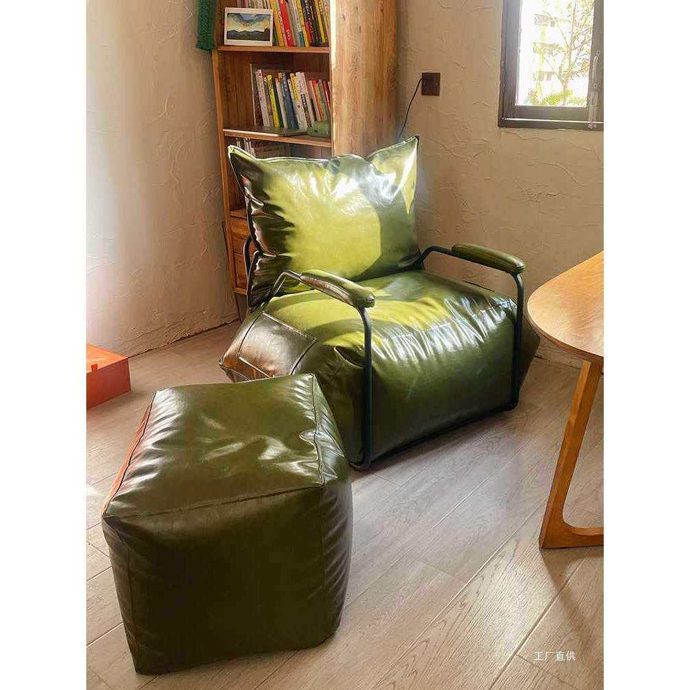 北欧懒人沙发单人休闲榻榻米躺椅小户型工业风复古咖啡厅铁艺沙发