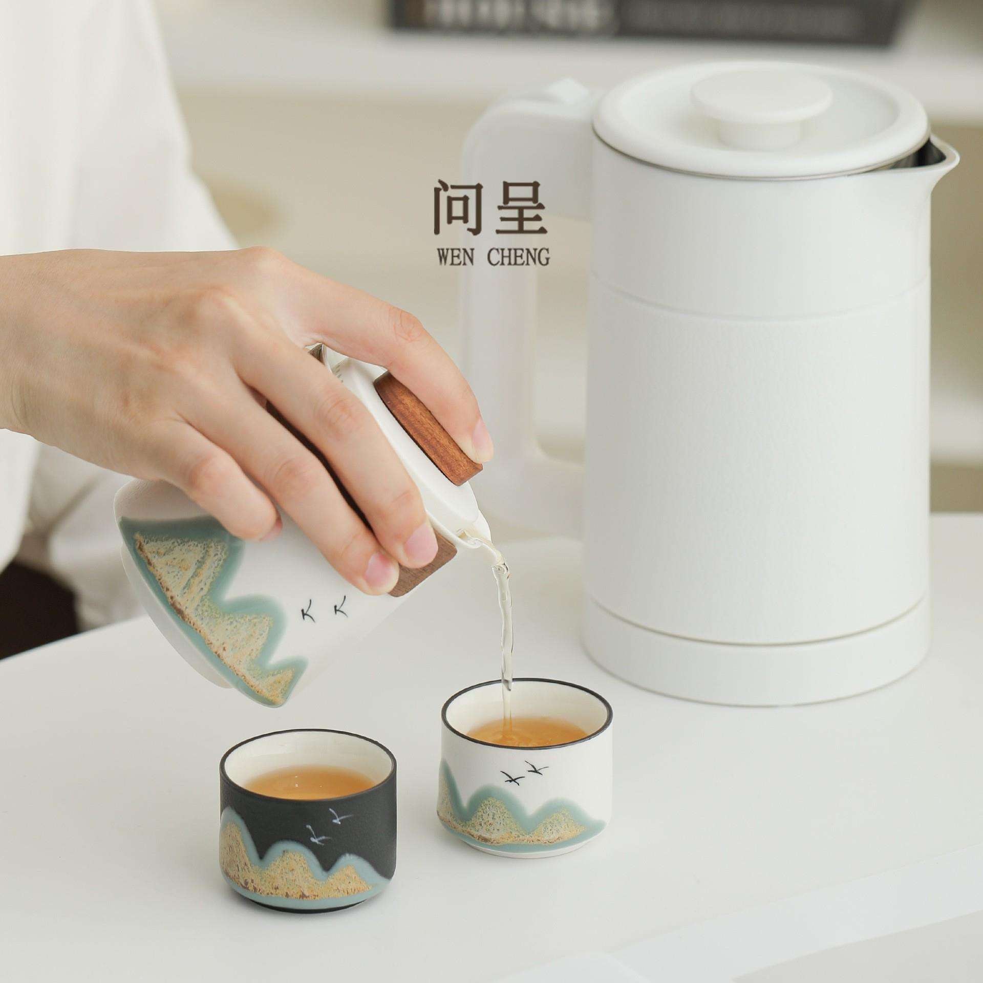 旅行茶具套装陶瓷便携式烧水壶随身快客杯一壶三杯户外携带露营