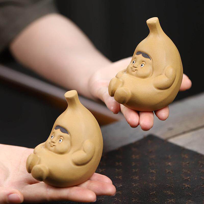 宜兴紫砂香蕉妹茶宠摆件手工段泥养茶玩茶盘茶具配件工艺品雕塑