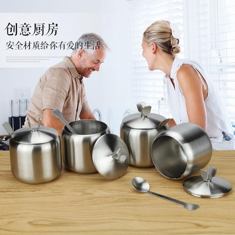 家用组合装304不锈钢调味瓶 旋转式调料盒佐料套装盐罐子厨房商用